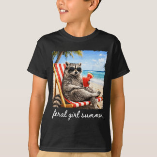 Wilde Mädchen Sommer Waschbär lustiges Meme Frauen T-Shirt
