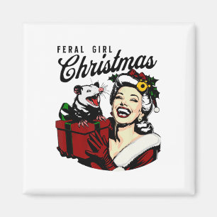 Wilde Mädchen Weihnachten Lustiges Opossum Possum Magnet