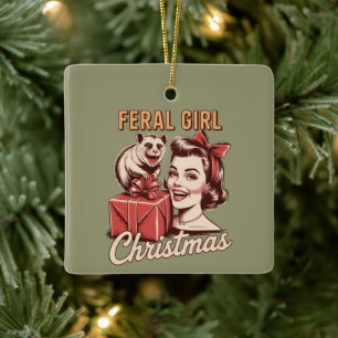 Wilde Mädchen Weihnachten Opossum Xmas Trashy Retr Keramikornament