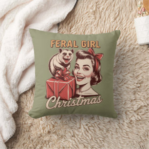 Wilde Mädchen Weihnachten Opossum Xmas Trashy Retr Kissen