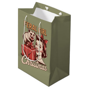 Wilde Mädchen Weihnachten Opossum Xmas Trashy Retr Mittlere Geschenktüte