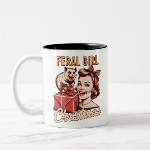 Wilde Mädchen Weihnachten Opossum Xmas Trashy Retr Zweifarbige Tasse