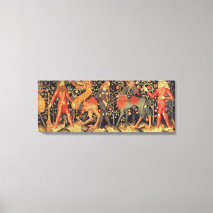 Wilde Männer und Tiere, Tapisserie, 15. Leinwanddruck