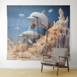 Wilde Meer Delfine Wandkunst - Delfin Hintergrund Wandteppich