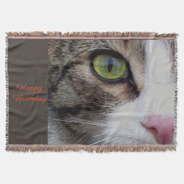 Wilde mit Augen Katzethrow-Decke - alles Gute zum Decke (Vorderseite)