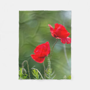 Wilde Mohn Fleecedecke