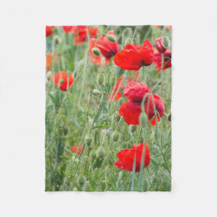 Wilde Mohn Fleecedecke