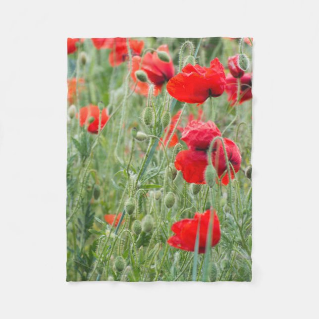 Wilde Mohn Fleecedecke (Vorderseite)