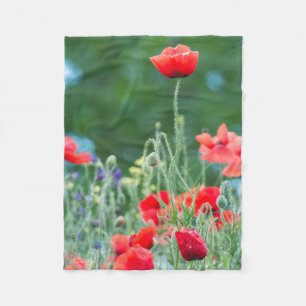 Wilde Mohn Fleecedecke