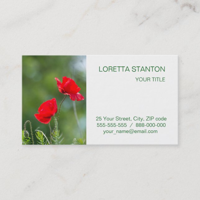 Wilde Mohn Visitenkarte (Vorderseite)