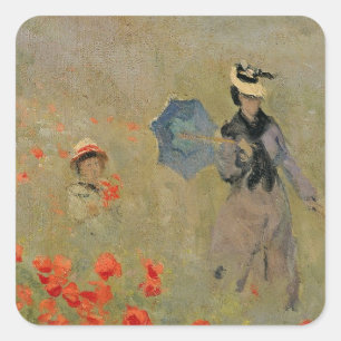 Wilde Mohnblumen Claude Monets  , nahe Argenteuil Quadratischer Aufkleber