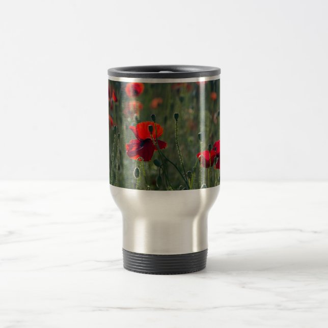 Wilde Mohnfeld Reisebecher (Mittel)