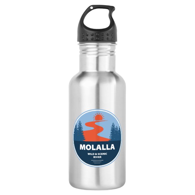 Wilde Molalla und Landschaftliche Flüsse Edelstahlflasche (Vorderseite)