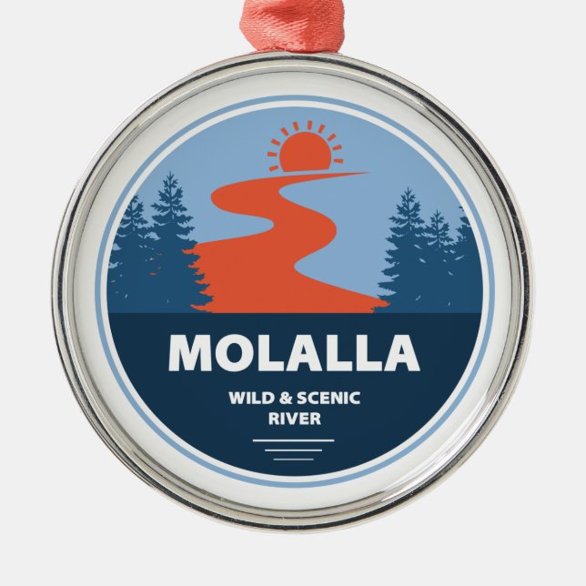 Wilde Molalla und Landschaftliche Flüsse Ornament Aus Metall (Vorne)