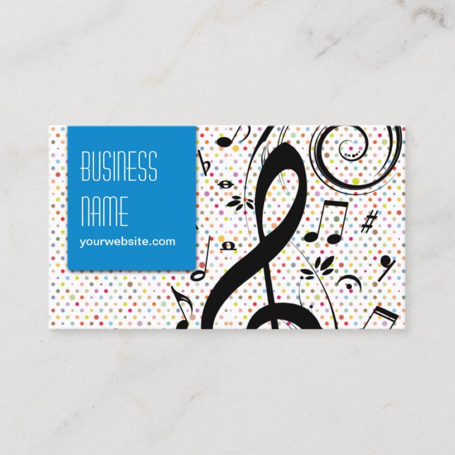 Wilde Musiksymbole Rainbow Polka Dot Business Card Visitenkarte (Vorderseite)
