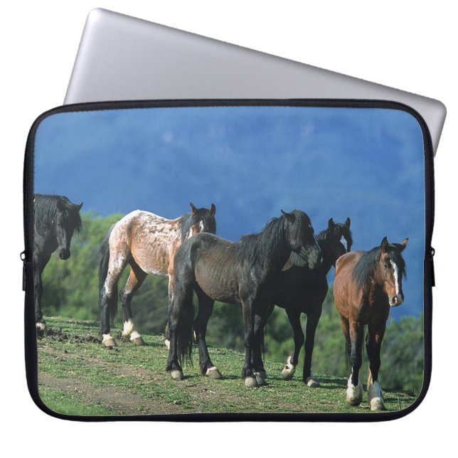 Wilde Mustang-Pferde in den Bergen Laptopschutzhülle (Vorderseite)