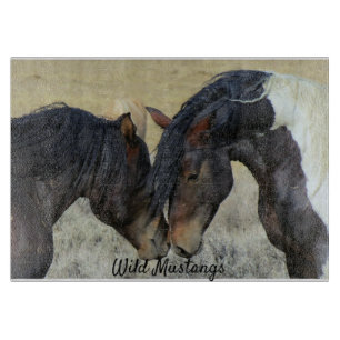 Wilde Mustangs Glas Schneidbrett Pferdeliebhaber Schneidebrett