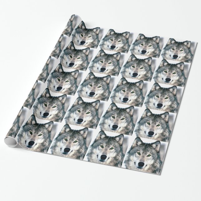 Wilde Natur der Wolf-Augen Tierdruck Geschenkpapier (Ungerollt)