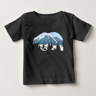 Wilde Natur Eisbär Wölfe Bergwald Kunst Baby T-shirt
