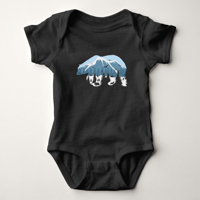 Wilde Natur Polar Bear Wölfe Bergwald Kunst Baby Strampler (Vorderseite)