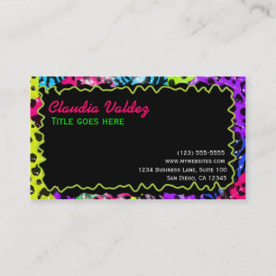 Wilde Neon-Tierdruck-Leopard-Zebra Visitenkarte