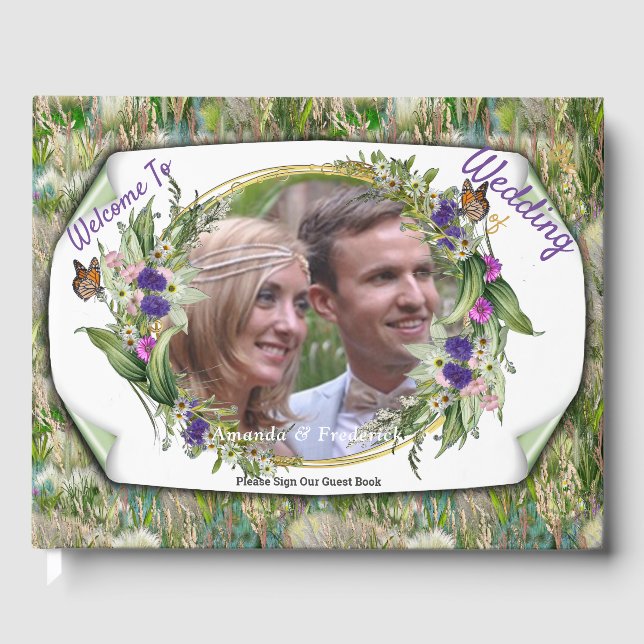 Wilde Öko-freundliche Gräser & Frühlingsblumen Gästebuch (Vorderseite)