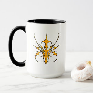 Wilde orangene Stammeslinien-Kunst-Illustration Tasse