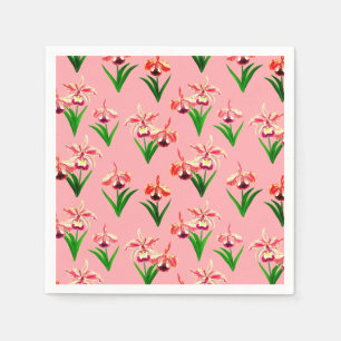 Wilde Orchideen - Coral Pink Orchids and Foliage Serviette