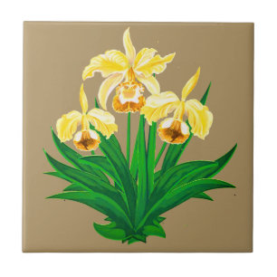 Wilde Orchideen - Goldene gelbe Orchideen und Foli Fliese
