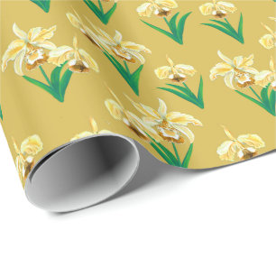 Wilde Orchideen - Goldene gelbe Orchideen und Foli Geschenkpapier