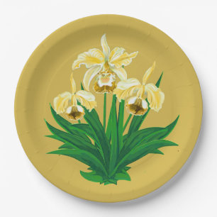 Wilde Orchideen - Goldene gelbe Orchideen und Foli Pappteller