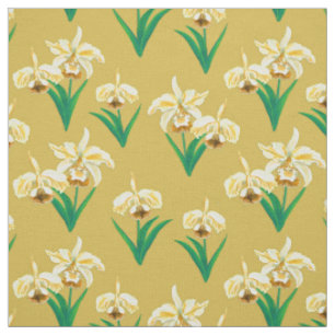 Wilde Orchideen - Goldene gelbe Orchideen und Foli Stoff