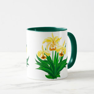 Wilde Orchideen - Goldene gelbe Orchideen und Foli Tasse