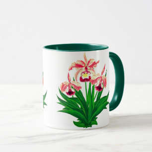 Wilde Orchideen - Korallenrosa Orchideen und Laub Tasse