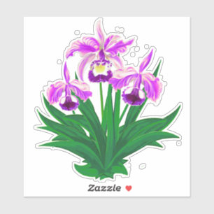 Wilde Orchideen - Lila Orchideen und Foliage Aufkleber