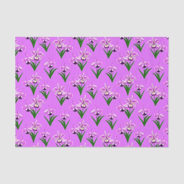 Wilde Orchideen - Lila Orchideen und Foliage Seidenpapier (Vorderseite)