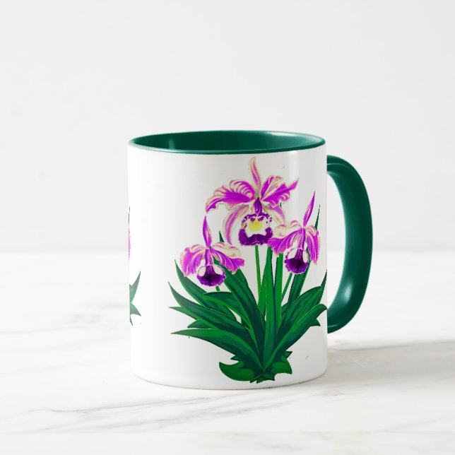 Wilde Orchideen - Lila Orchideen und Foliage Tasse (VorderseiteRechts)