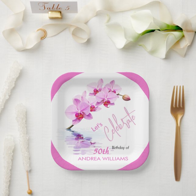 Wilde Orchideenblüten 50. Geburtstag Pappteller (Hochzeit)