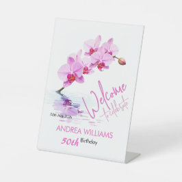 Wilde Orchideenblüten 50. Geburtstag Sockelschild