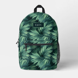Wilde Palmendschungelmuster mit Namen Bedruckter Rucksack