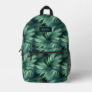 Wilde Palmendschungelmuster mit Namen Bedruckter Rucksack