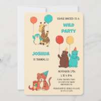 Wilde Party Süße Cartoon-Tiere Kinder Geburtstag