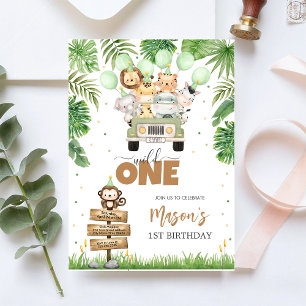 Wilde Party-Tiere Kinder 1. Geburtstag Einladung