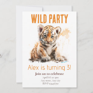Wilde Party Tiger Kindergeburtstagseinladung  Einladung