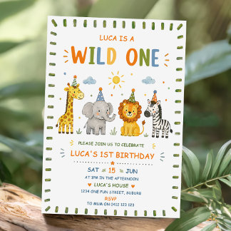Wilde Partytier Safari-Geburtstag  Einladung