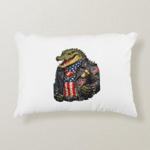 Wilde patriotische Alligator-Biker-Lederjacke St Dekokissen
