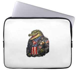 Wilde patriotische Alligator-Biker-Lederjacke St Laptopschutzhülle