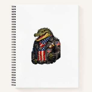 Wilde patriotische Alligator-Biker-Lederjacke St Notizbuch