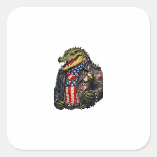 Wilde patriotische Alligator-Biker-Lederjacke St Quadratischer Aufkleber