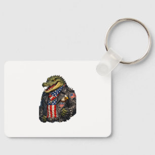 Wilde patriotische Alligator-Biker-Lederjacke St Schlüsselanhänger